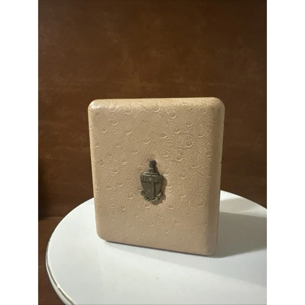 Vintage 1940s 1950s Ostrich Leather Photo Case Red Velvet With Emblem